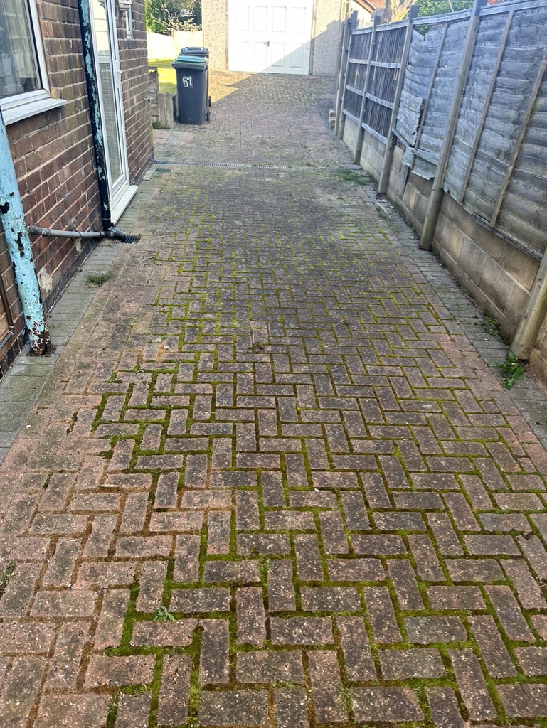 Block paved driveway before cleaning